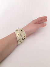Cream leather double-wrap bracelet
