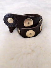 Dark brown leather double-wrap bracelet