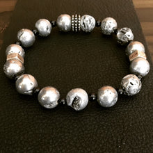 SOLD~Silver Druzy & Hardware stretch bracelet.