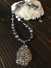 Freshwater Pearls and Carved Silver Amethyst Pendant.