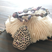 Freshwater Pearls and Carved Silver Amethyst Pendant.