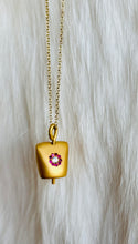 Tiny Ruby Bell Charm Necklace.