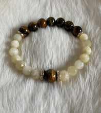 Tigers Eye & Yellow Jade Stretch Bracelet.