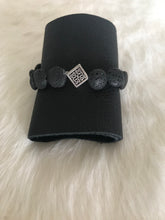 Black Lava Lentil Stone & Celtic Center Stone Stretch Bracelet