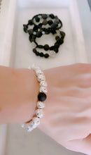 Silver Lava Stone & Matte Onyx Stretch Bracelet.