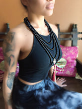 Black Onyx Hamsa Hand Mala Necklace.