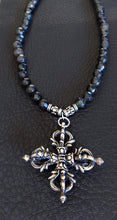 Black Jade and Double Dorje Tibetan Cross Pendant