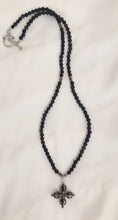 Black Jade and Double Dorje Tibetan Cross Pendant