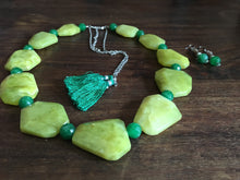 Olive Jade with Tassels.