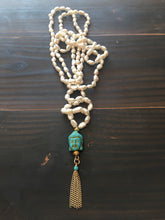 Freshwater Pearls and Carved Turquoise Buddha Necklace