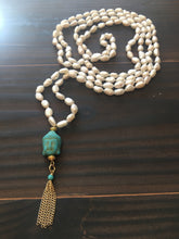 Freshwater Pearls and Carved Turquoise Buddha Necklace