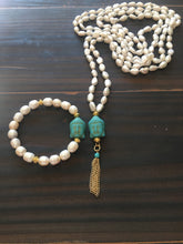 Freshwater Pearls and Carved Turquoise Buddha Necklace
