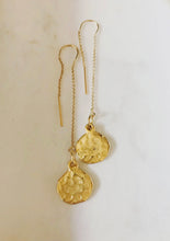 Hammered Gold Coin Threader Earrings