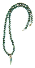 SOLD~Green Moss Agate & Vintage Horn Pendant Necklace.